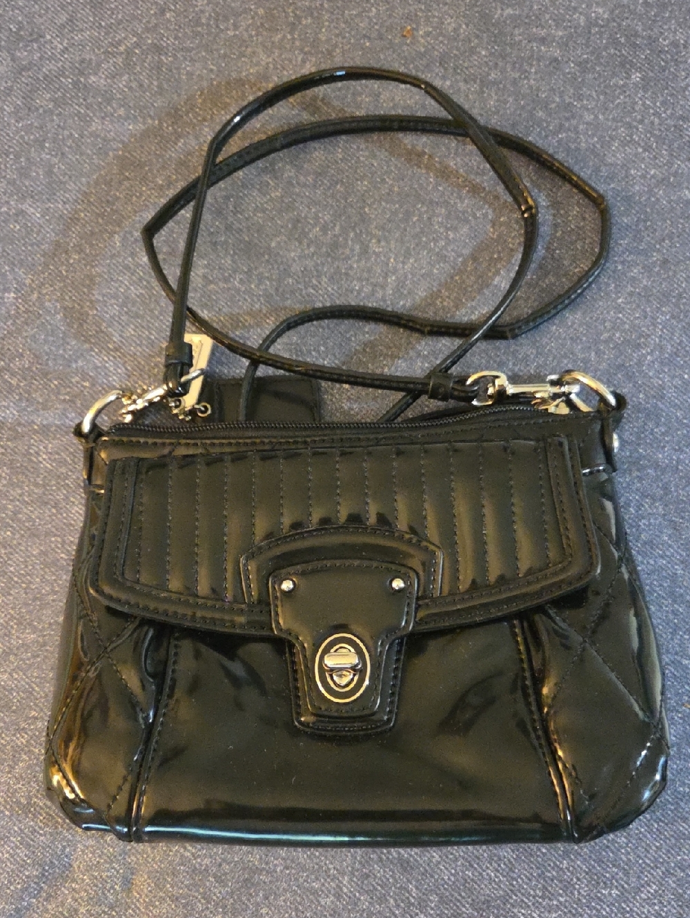 Vintage Coach Poppy Black Patent Leather Adjustable Crossbody Bag - Picture 1 of 9